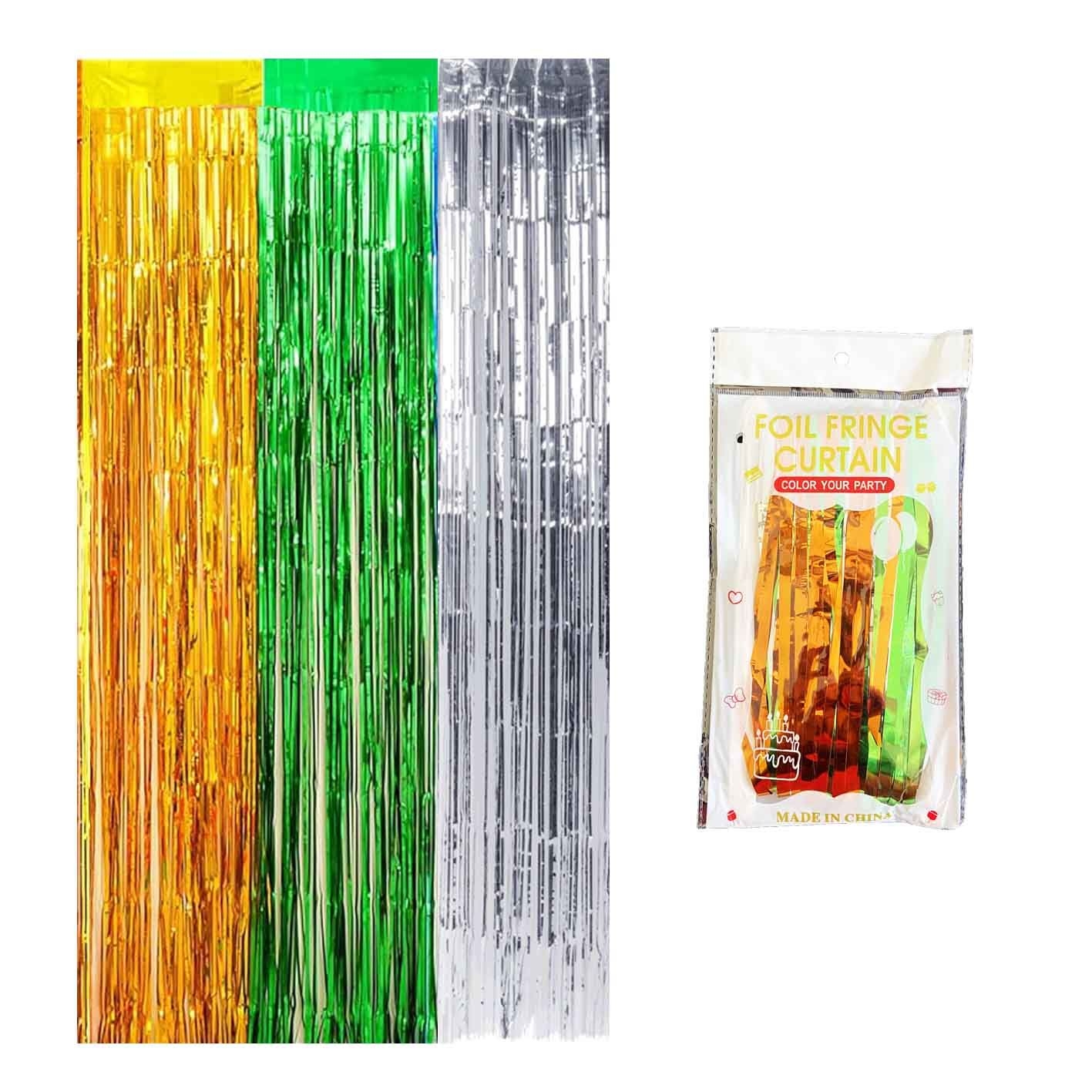 Lametta Girlande, "Türvorhang 3-Farben" (Gold, grün, Silbern), 100 x 200 cm