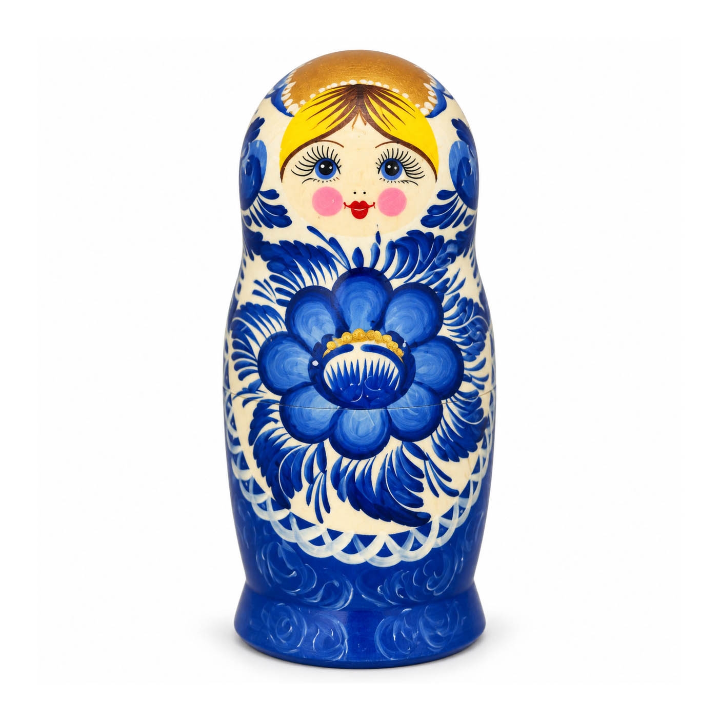 Матрёшка "Народная роспись" - "Синяя с цветком", 15 см (5 мест)