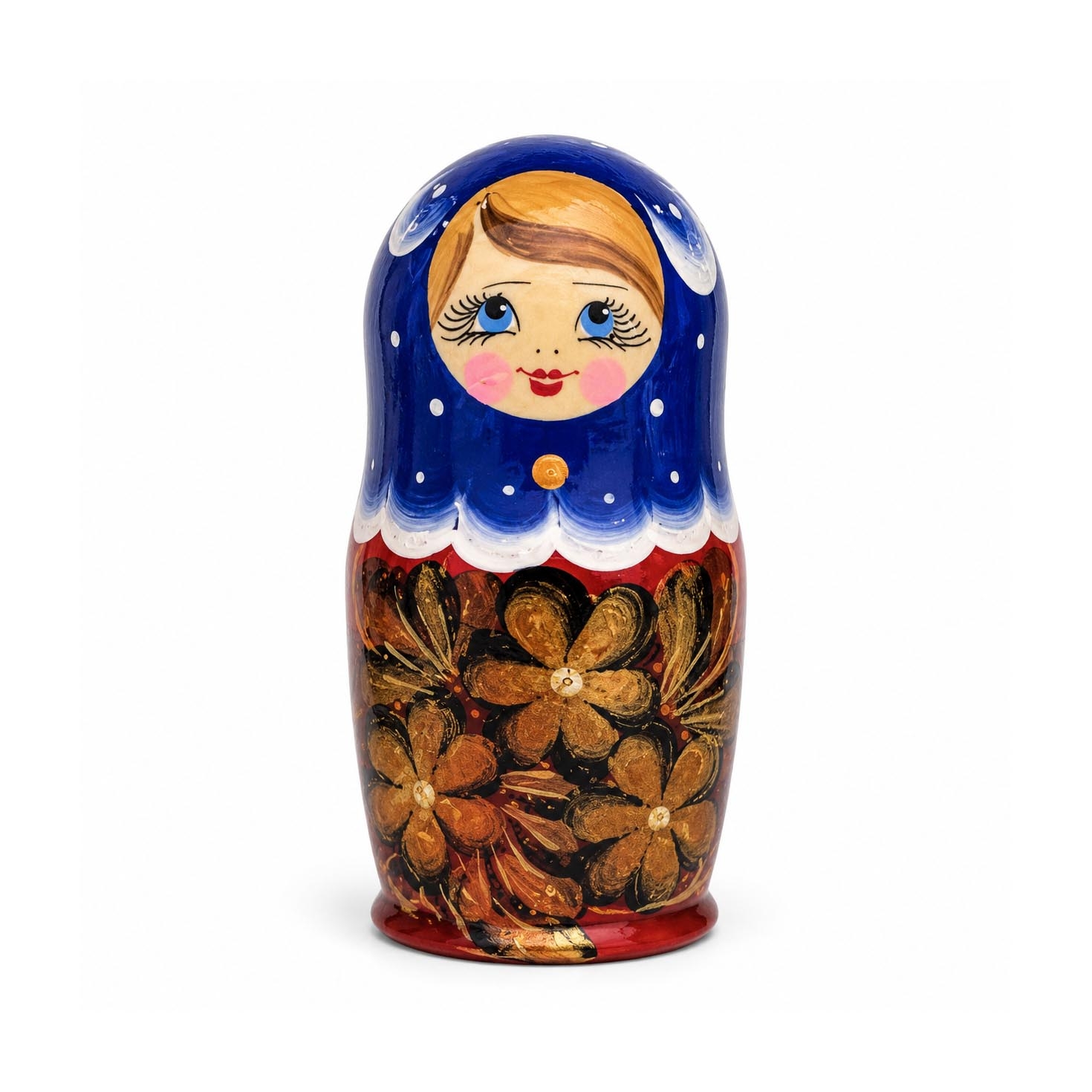 Матрёшка "Народная роспись", "Синяя с черным с цветами", 10-12 см (3 места)