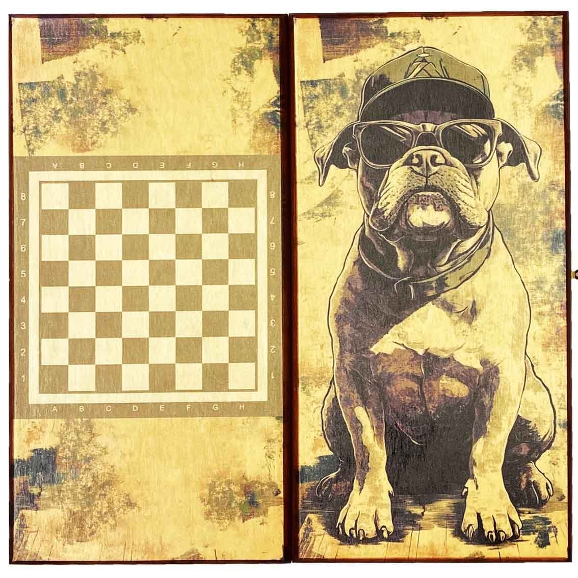 Backgammon "Hund", aus Holz, 500x500 mm