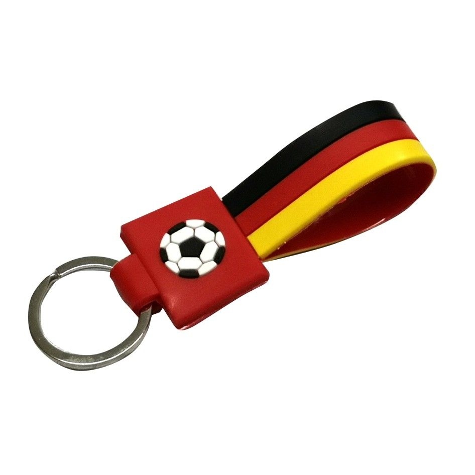 Schlüsselanhänger "Fussball" mit Band "Flagge Deutschland"