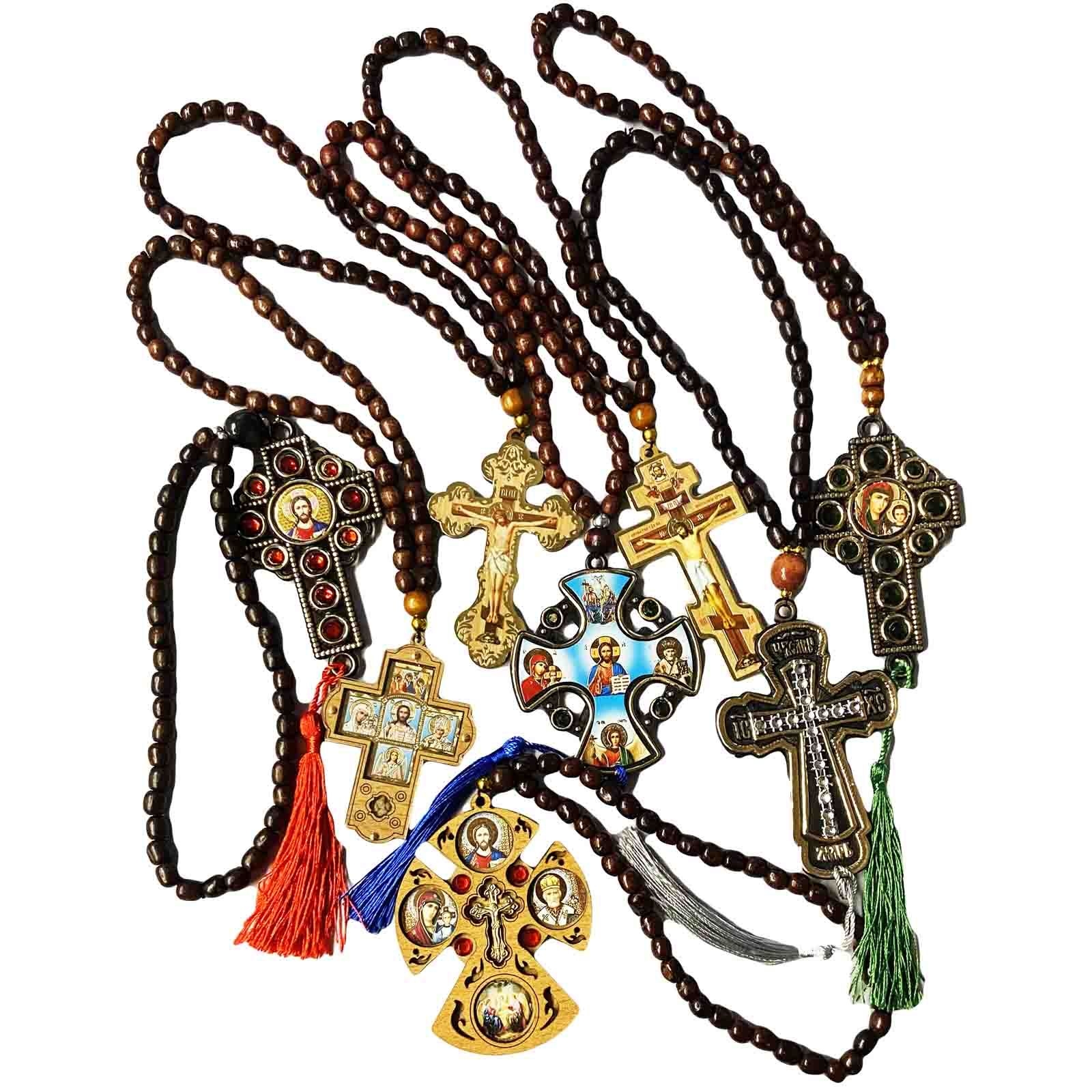 Aufhänger-Set mit Holzrosenkranz "Kreuz" aus Holz und Kunststoff für Auto