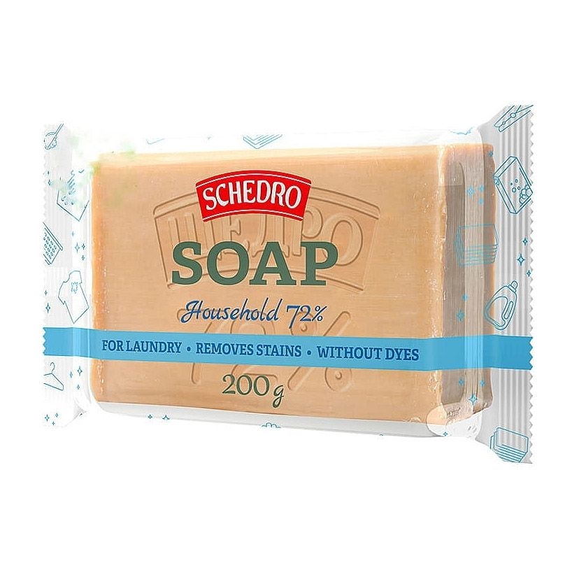 Seife "Hozjaistvennoe" mit Verpackung "Schedro" 72%, 200 g