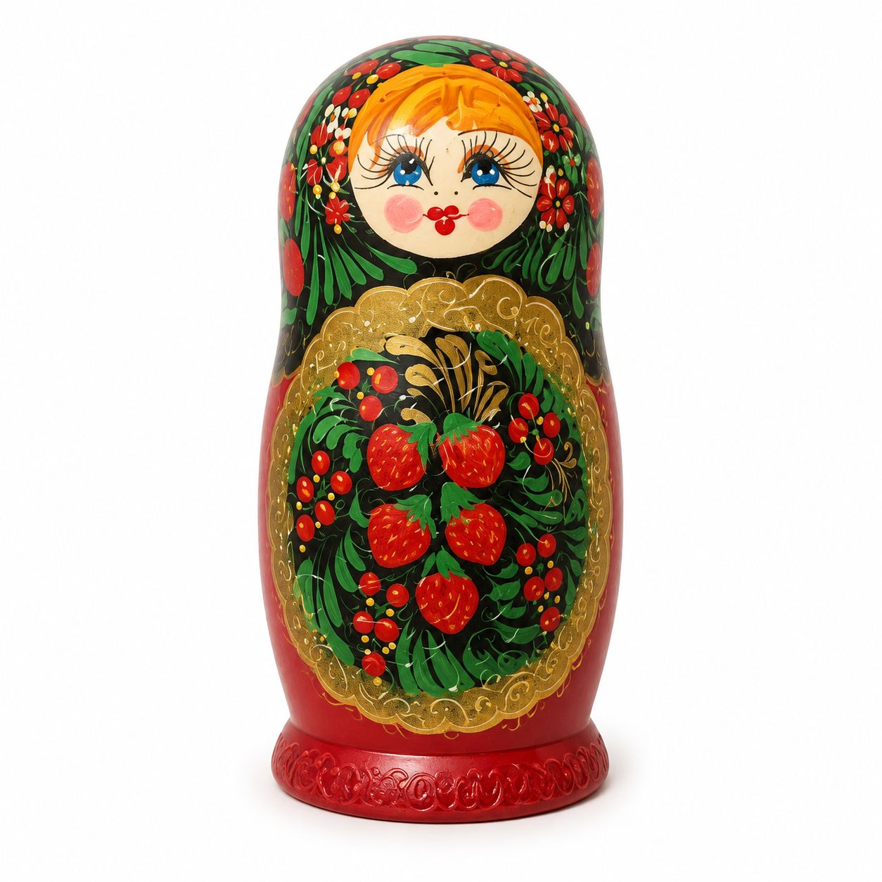 Матрёшка "Народная роспись" - "Красная с ягодами", 15 см (5 мест)