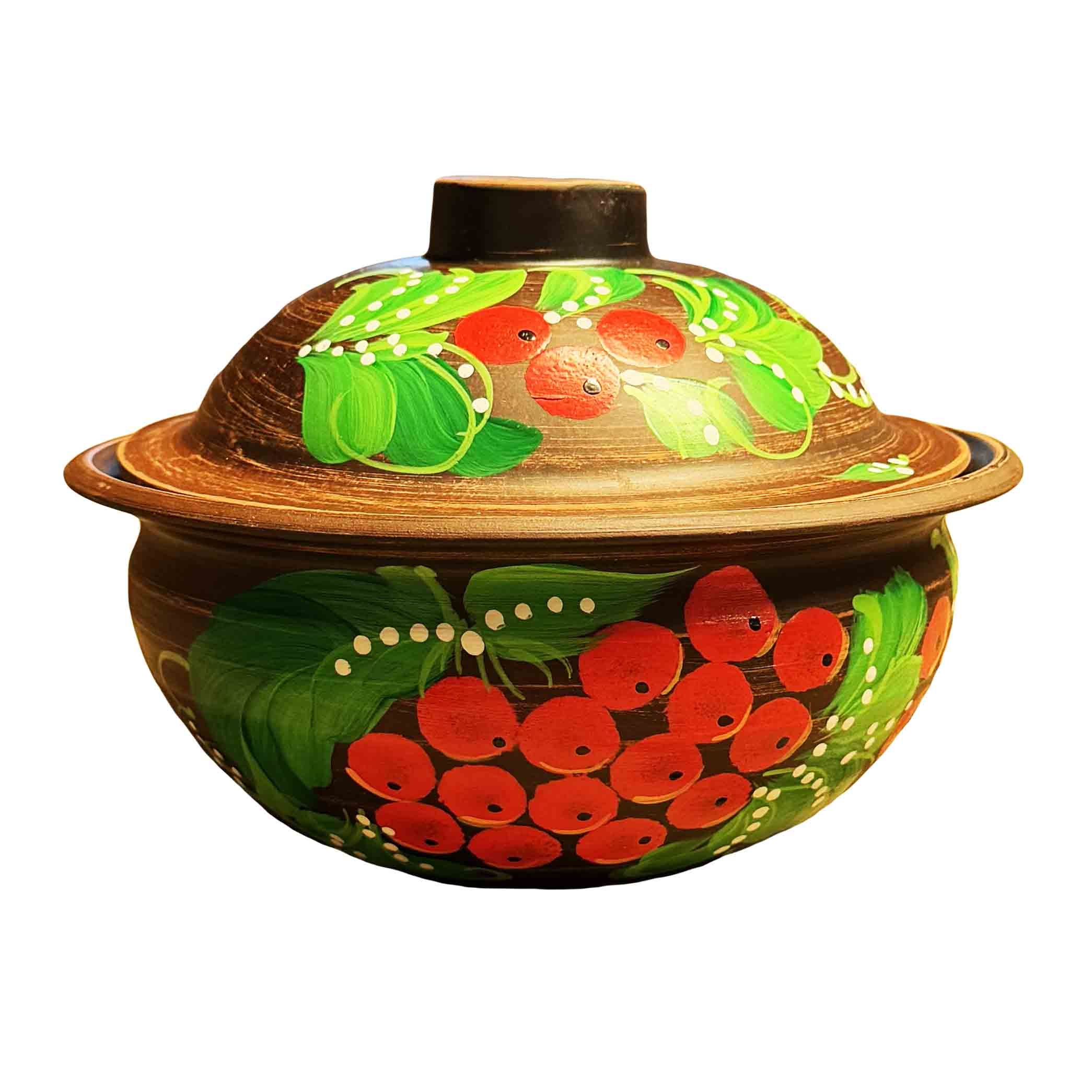 Keramiktopf, Roter Ton, matt, 1,5 L "Schneeballbeere" (46773)