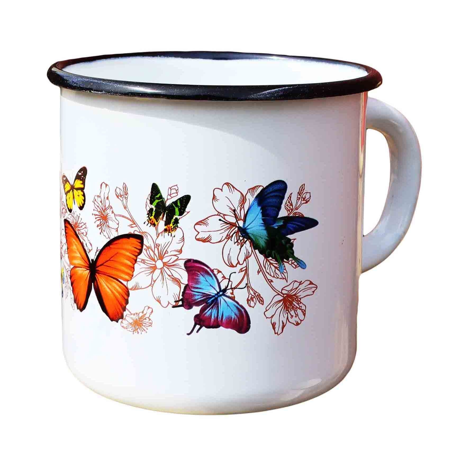 Tasse emailliert "Butterfly", 0,4 L