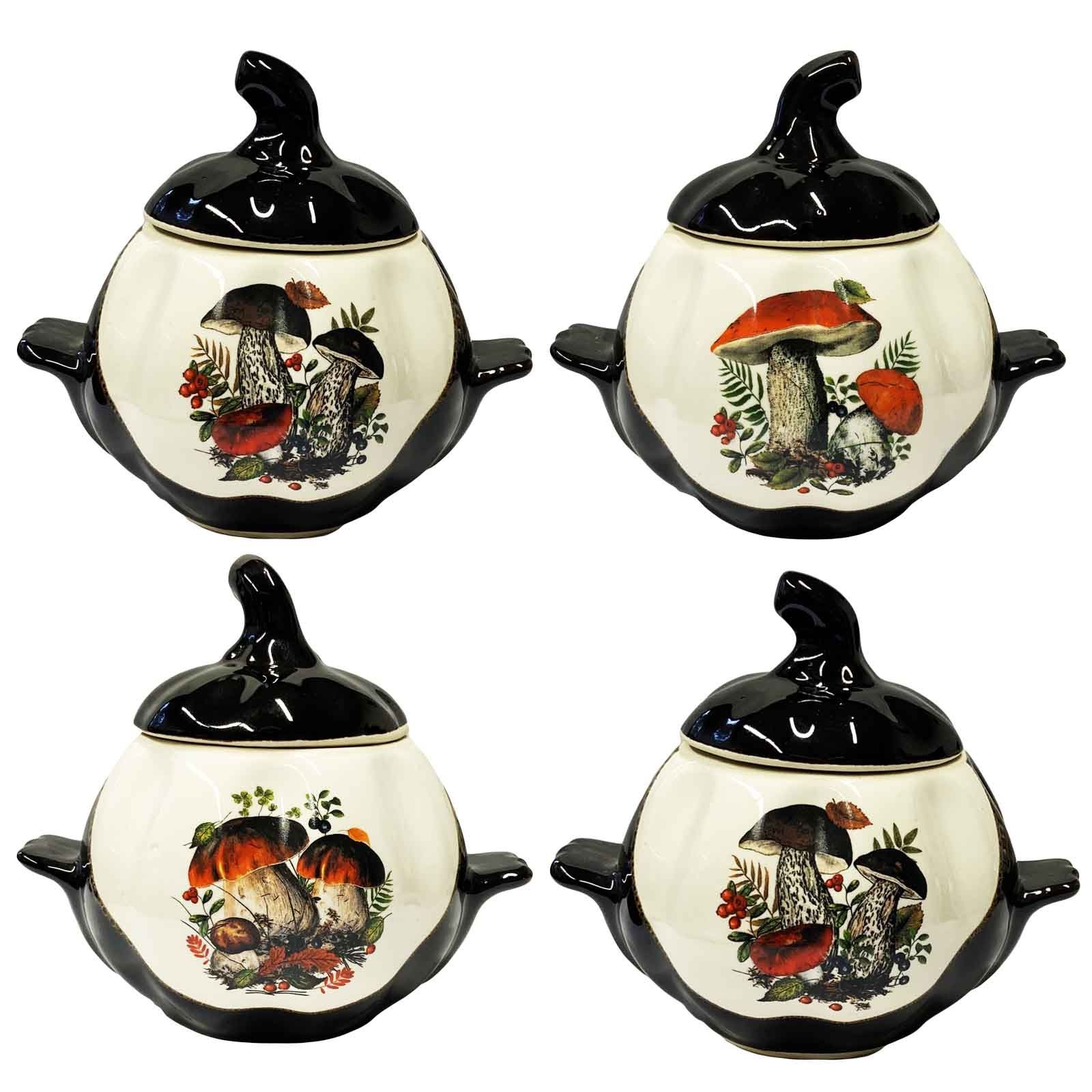 Keramiktopf "Pilzen" mit Griffen, 750 ml, Set aus 4 St.