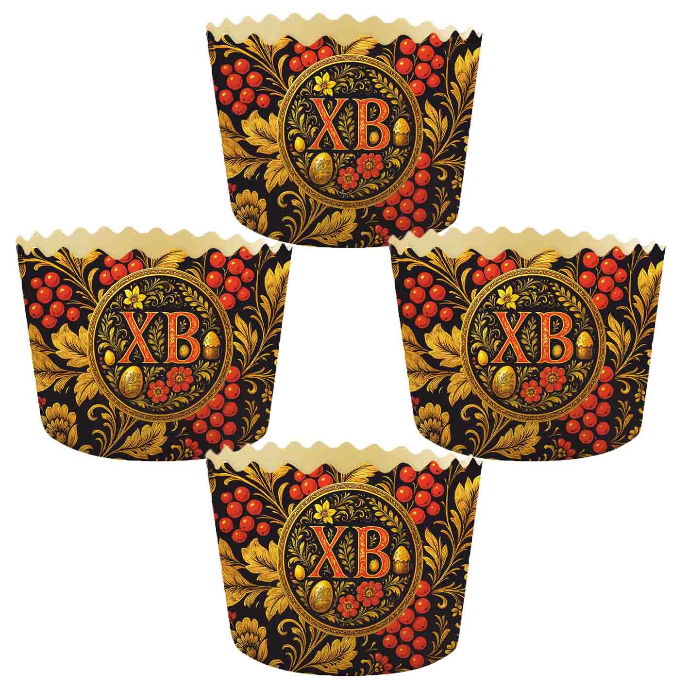 Backform für Osterkuchen "Khokhloma schwarz, ХВ", 250 g, 90х85 mm