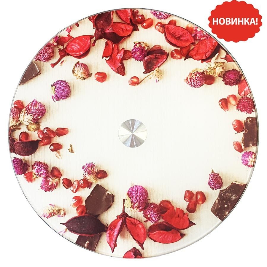 Glasplatte drehbar für Torten und Servieren "Rosen in Schokolade", Ø 32 cm