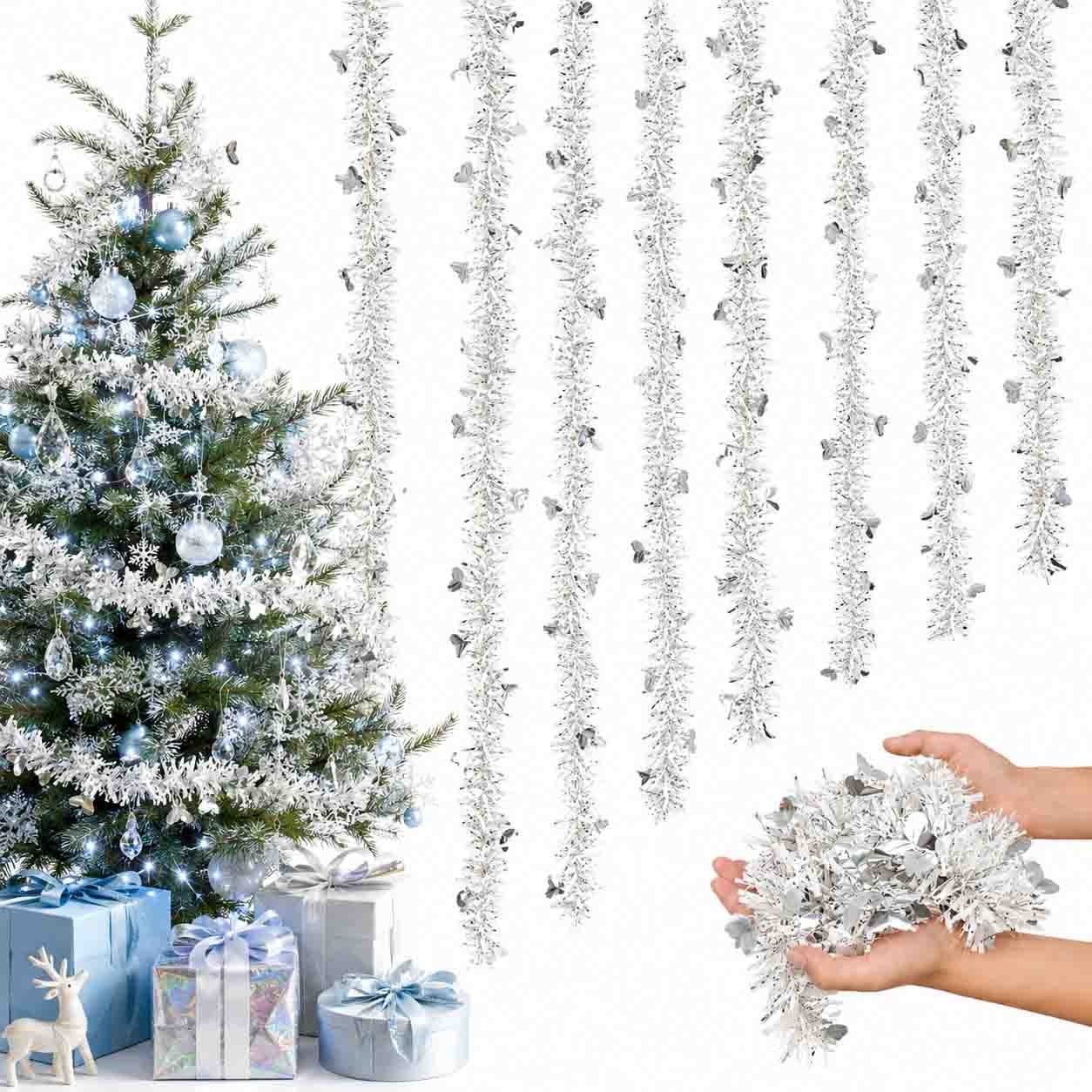 Tannenbaum-Lametta, Silbernen mit Herzen, Ø 9х150 cm