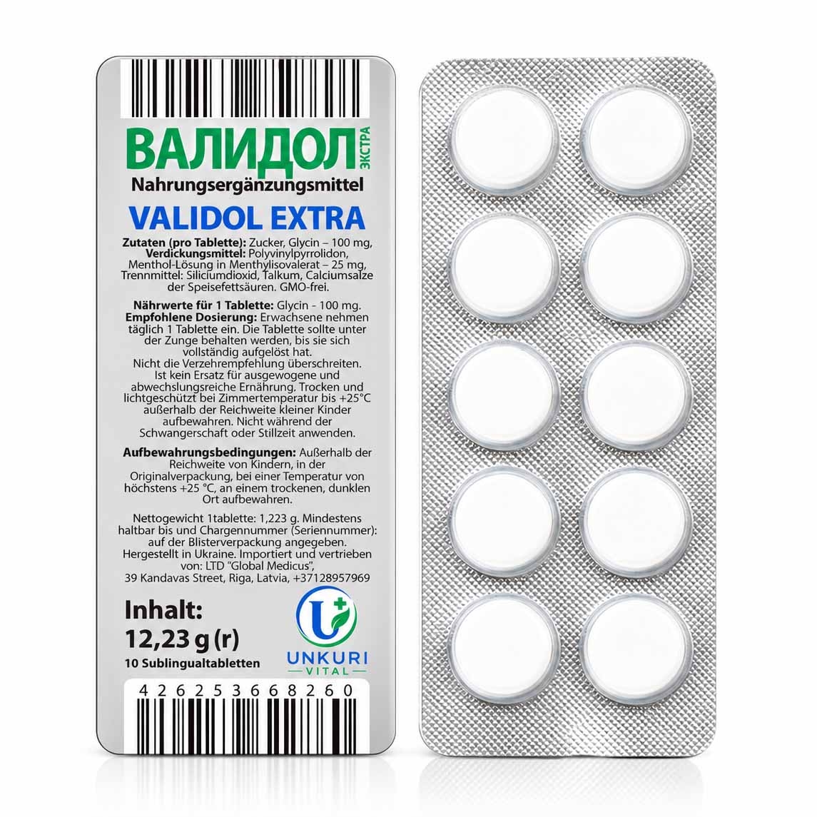 Unkuri Vital - "Validol Extra", 20 Sublingualtabletten