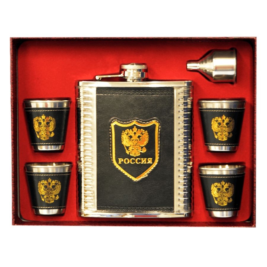Flachmann 540 ml + 4 Gläser