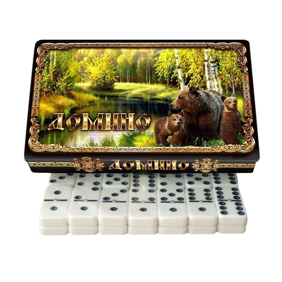 Brettspiel "Domino - Bären" in Metalbox