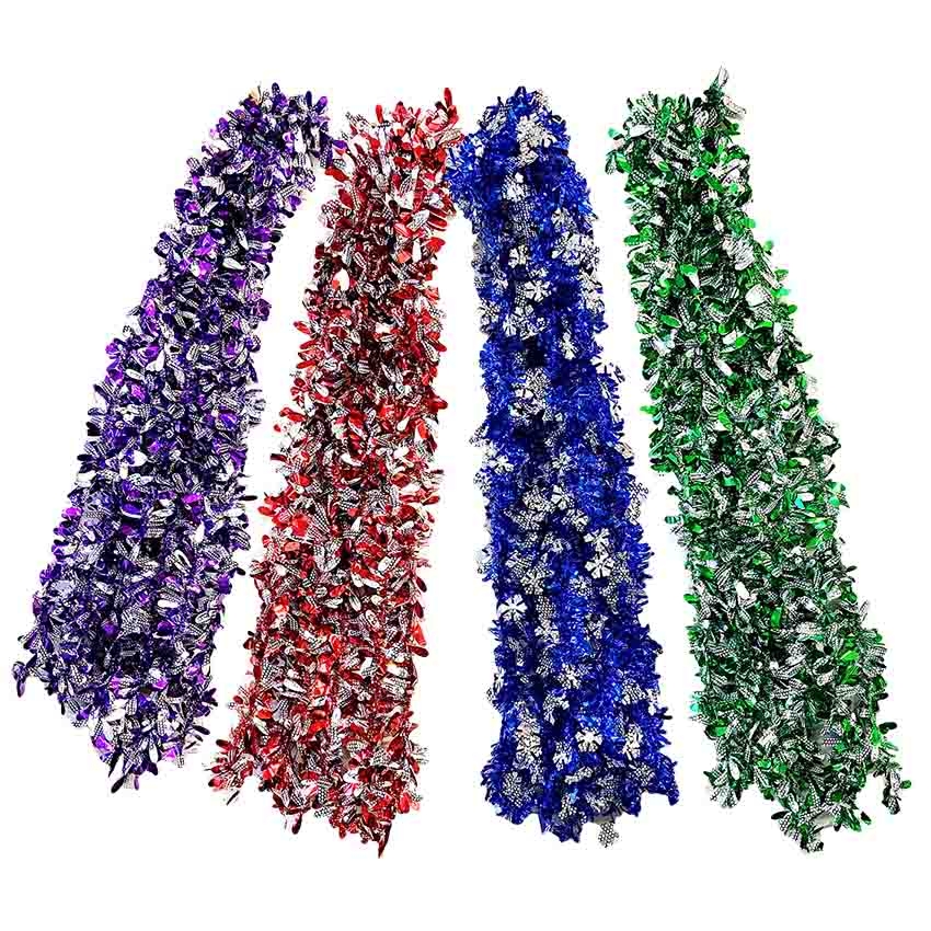 Tannenbaum-Lametta-Set aus 4 farben х 10 St. im Verpackung, Ø 9х150 cm (verschiedene farben)