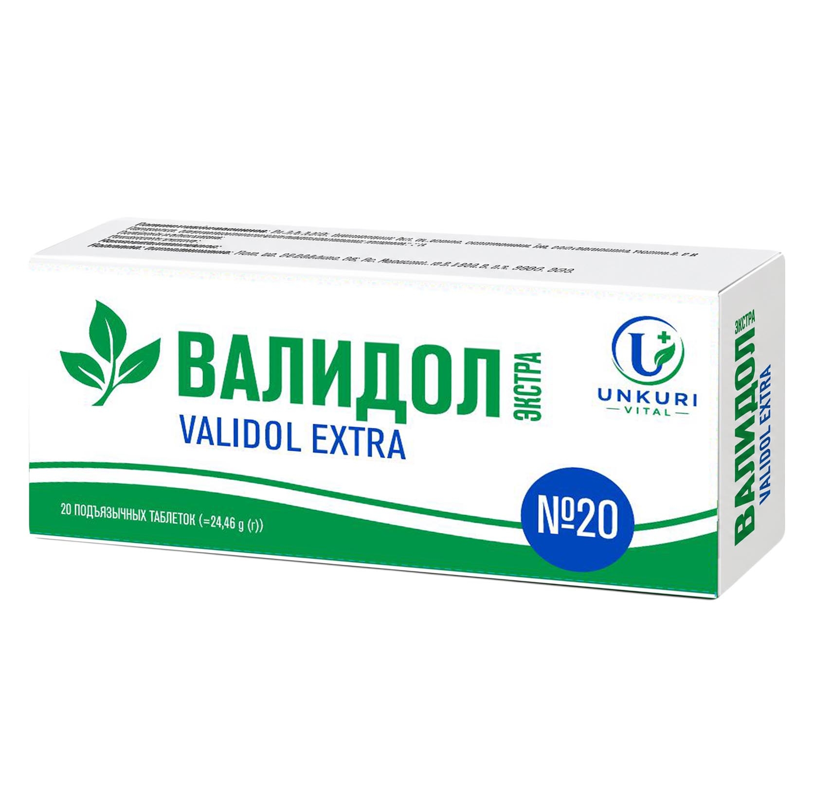 Unkuri Vital - "Validol Extra", 20 Sublingualtabletten