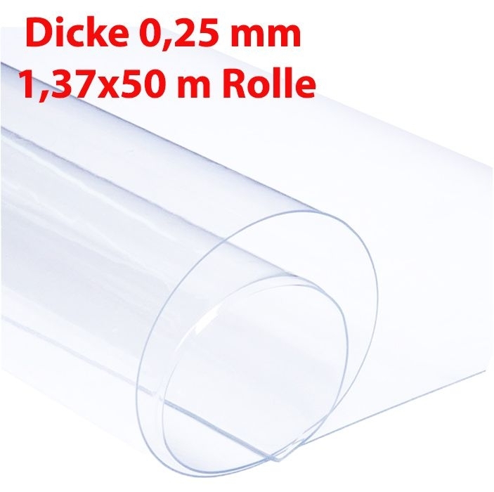Tischdecke PVC "Crystal", transparent, 1,37m/50m, Dicke 0,25 mm