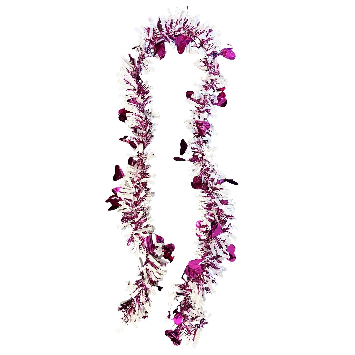 Елочное украшение "Гирлянда", фиолетово-серебряная сердечками, Ø 9х150 см