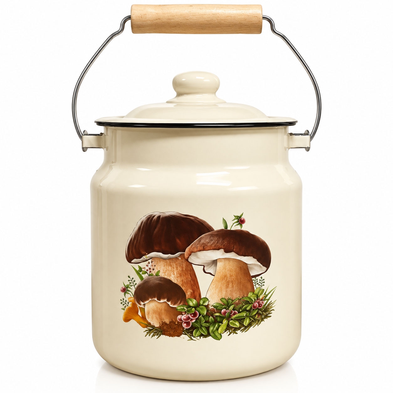 Transportkanne, emailliert, 3,5 L "Pilze"