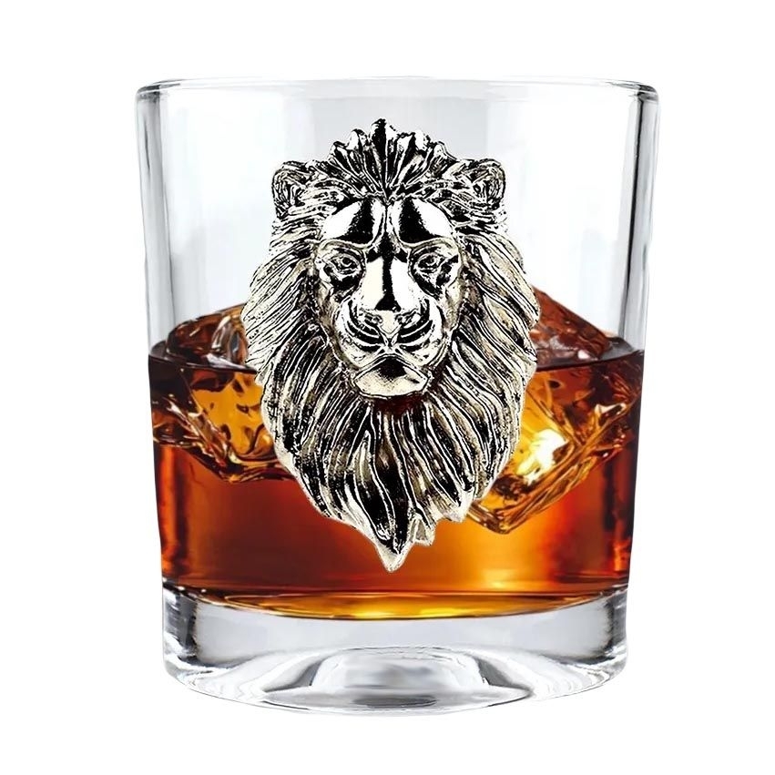 Whiskyglas mit Мetall „Löwe“, 230 ml