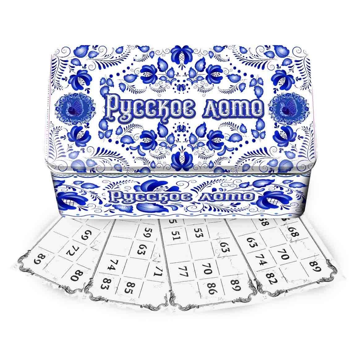 Brettspiel "Russkoe Loto - Gzhel" in Metallbox