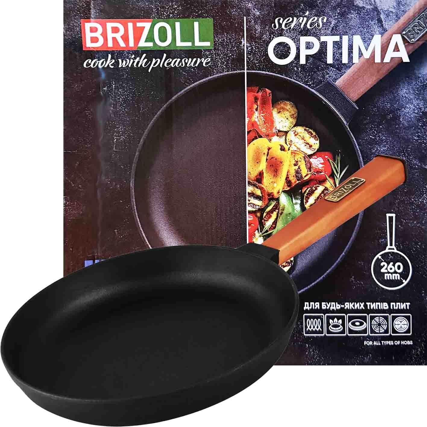 "Brizoll" Bratpfanne aus Gusseisen "Optima", ⌀ 26 cm, H-5 cm (O2640-P)