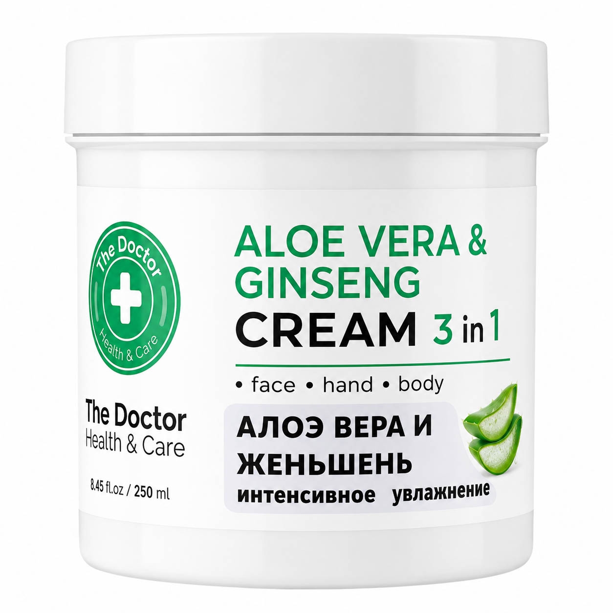 "The Doctor" Creme 3in1 "Aloe Vera und Ginseng" für Gesicht, Körper, Hände, 250 ml