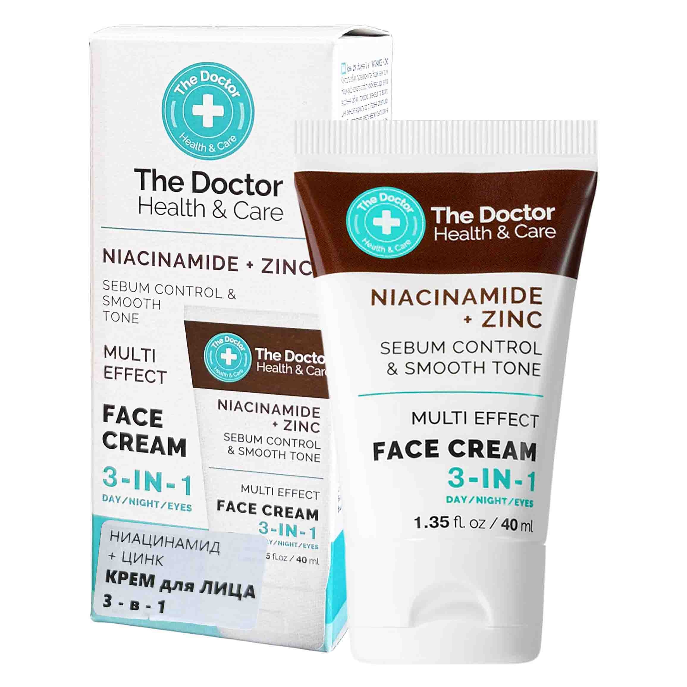"The Doctor" Gesichtscreme 3-in-1 "Niacinamide + Zink", Hautfettigkeit und ebenmäßiger Hautton, 40 ml