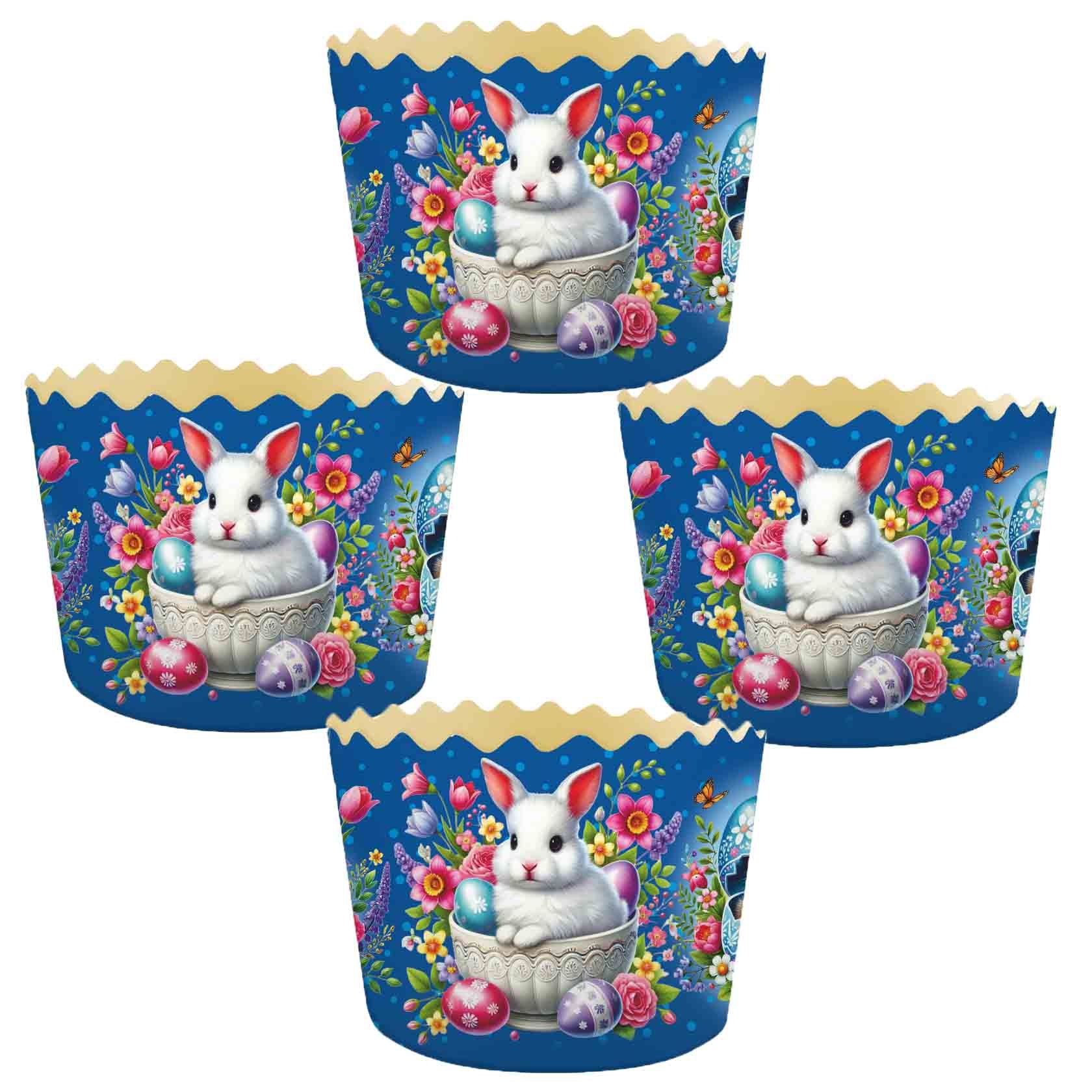 Форма для выпечки кулича "Белый заяц на голубом фоне", 250 г, 90х85 мм