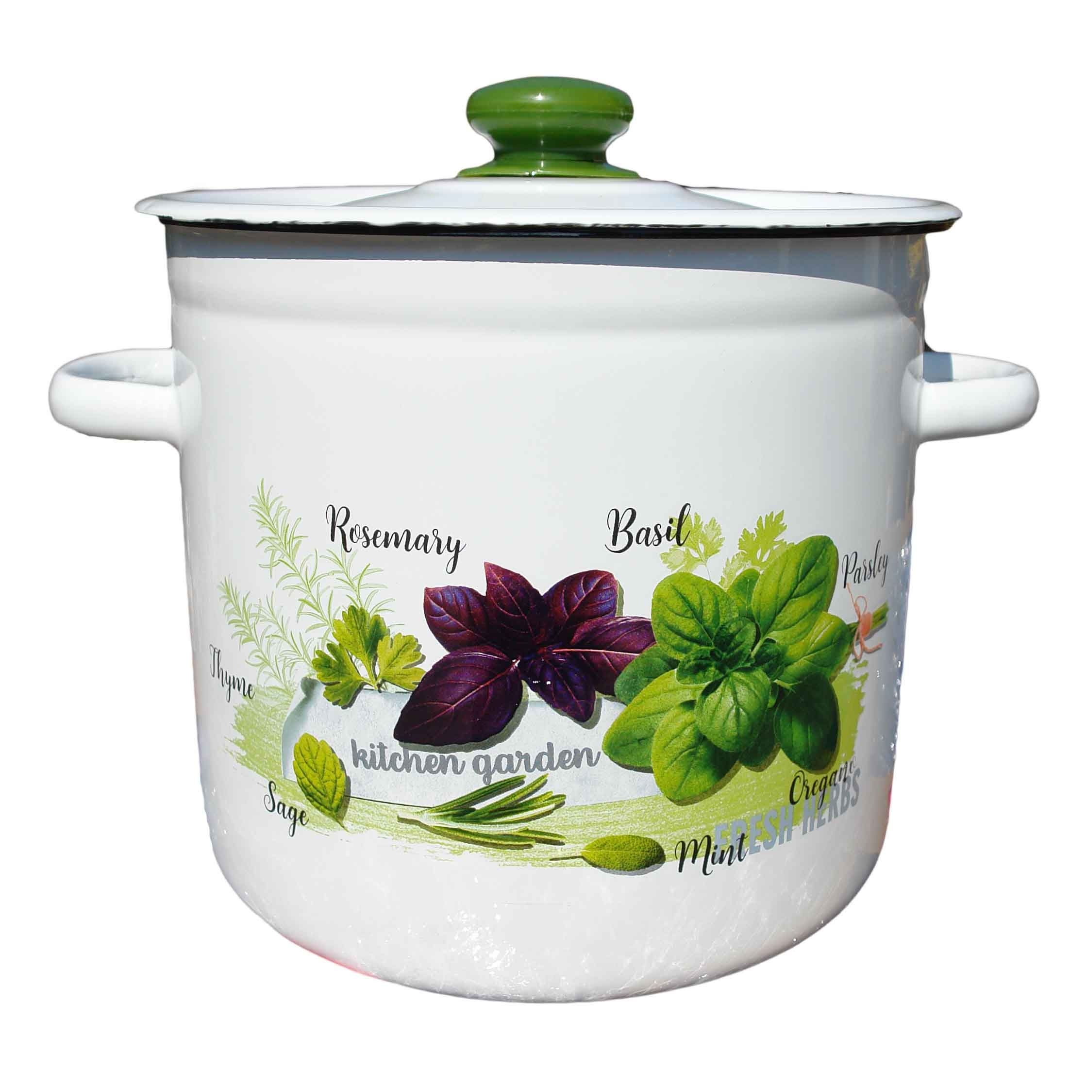 Кастрюля эмалированная, 7 л - "Зелень фреш"