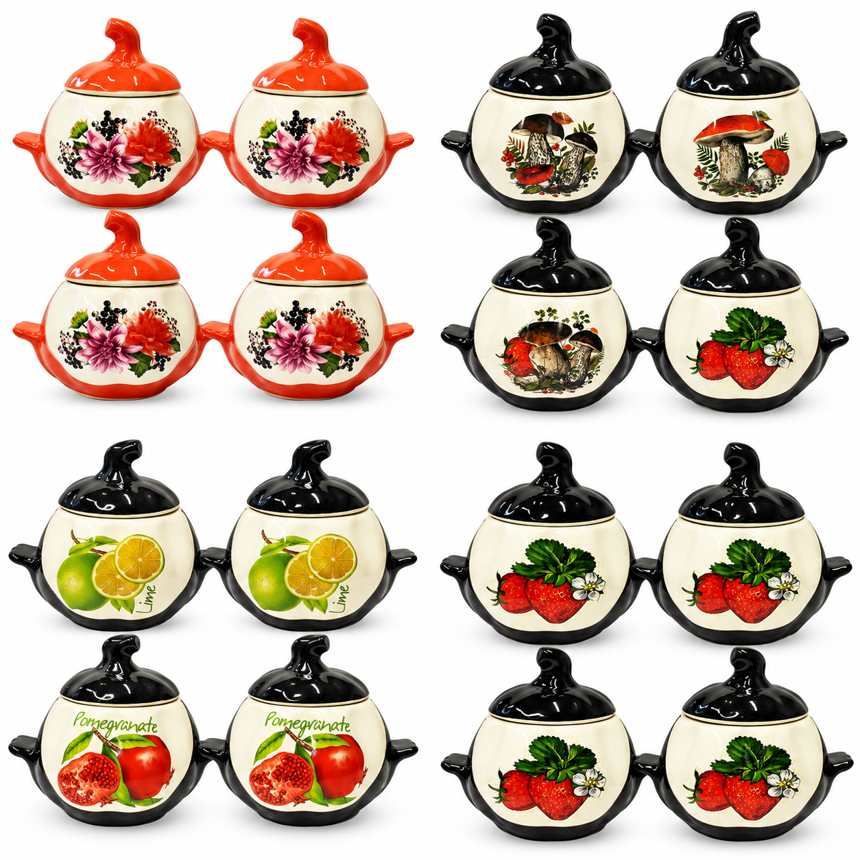 Keramiktopf, verschiedene Sorten, mit Griffen, 750 ml, Set aus 4 St.