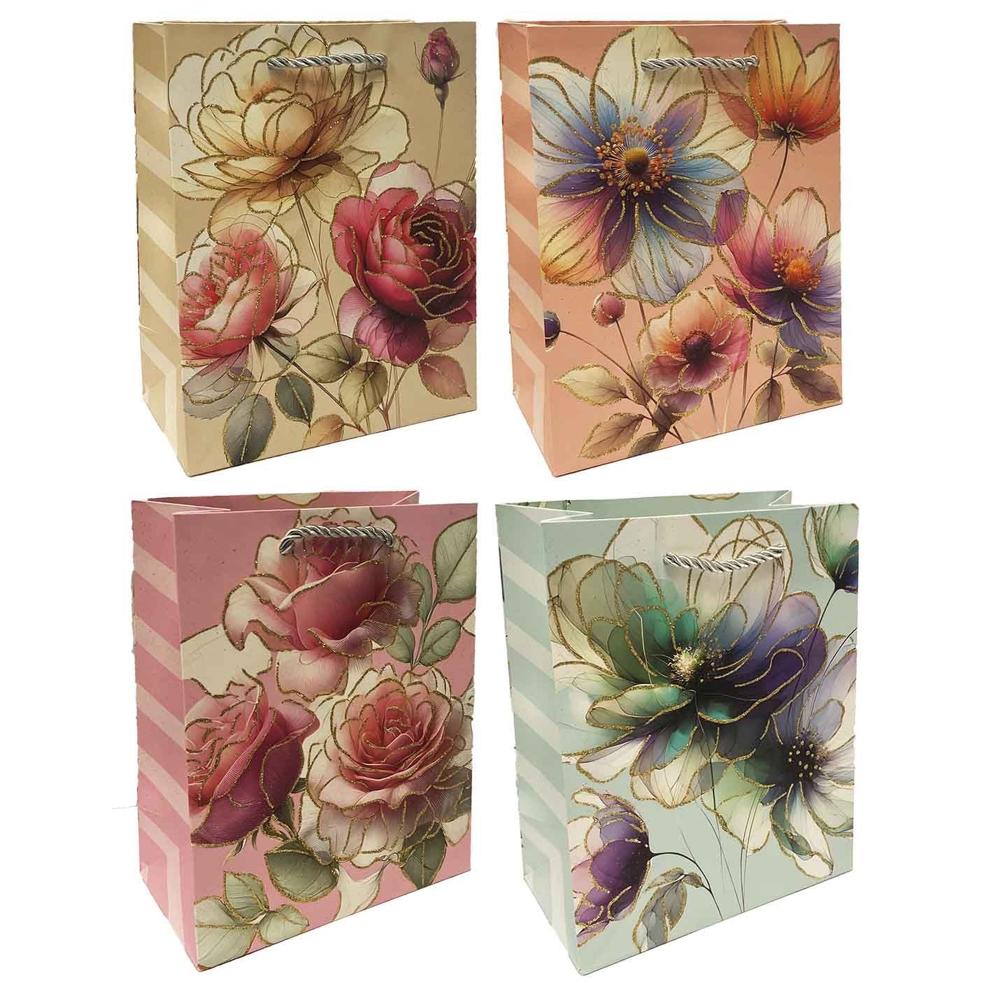 Набор подарочных сумок, S, 23x27 см, "Цветы"