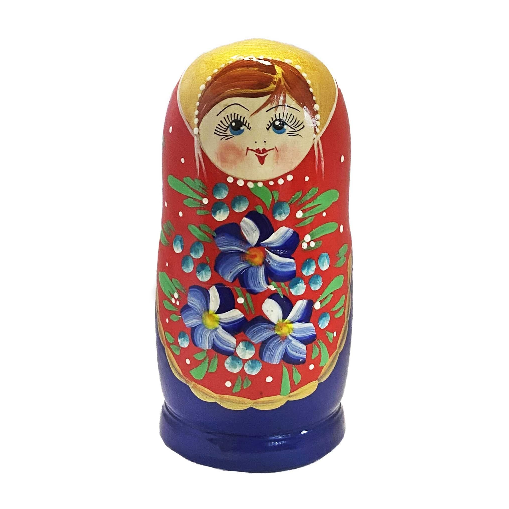 Matröschka "Volksmalerei", "Rot mit blau", 15 cm (5 Figuren)