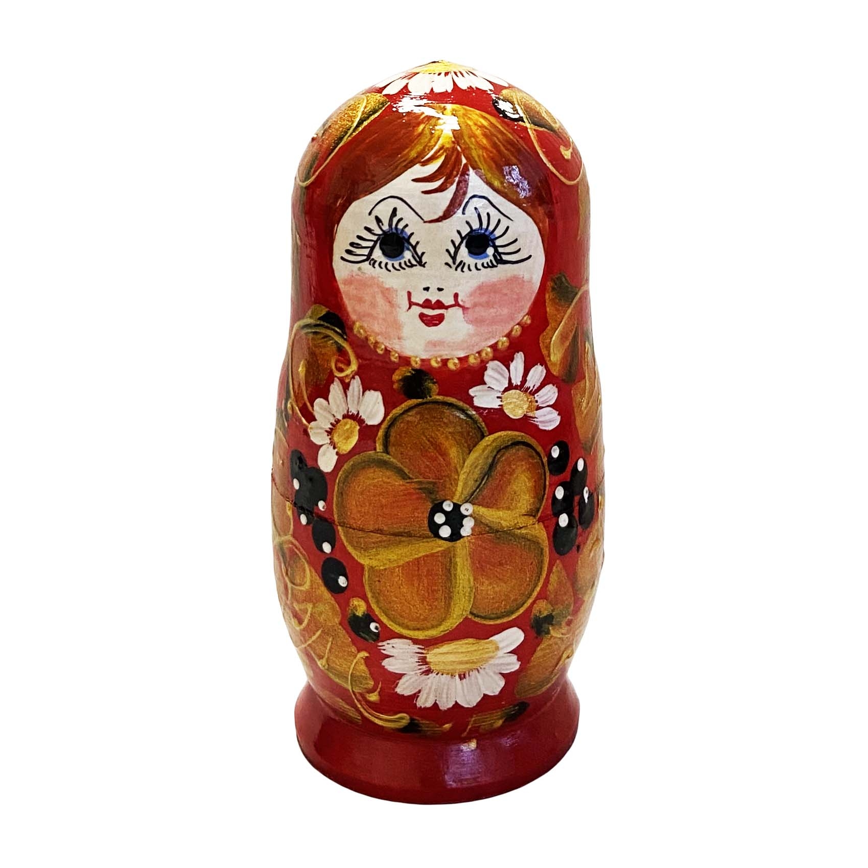 Matröschka "Volksmalerei", "Rot mit ein Bluime", 10-12cm (5 Figuren)