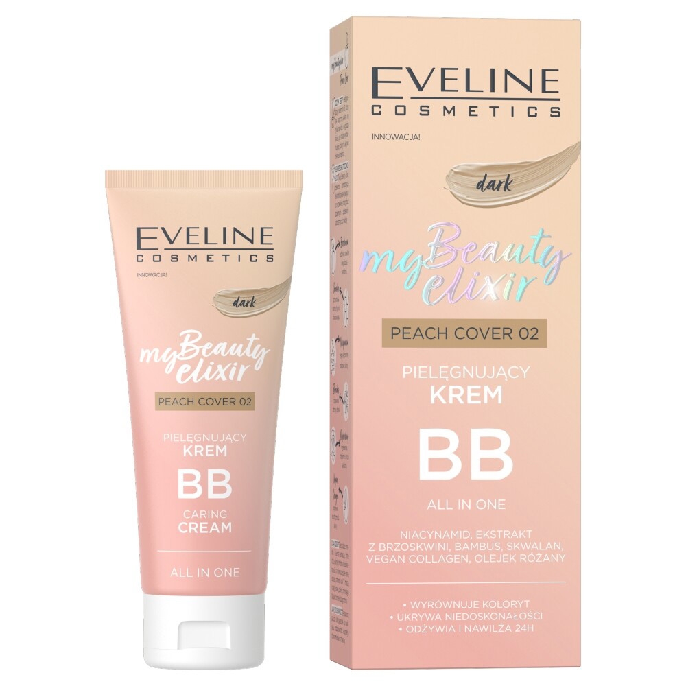 Eveline - BB Pflegende Creme, "My Beauty Elixir", Pfirsichüberzug 02, dunkel, 30 ml