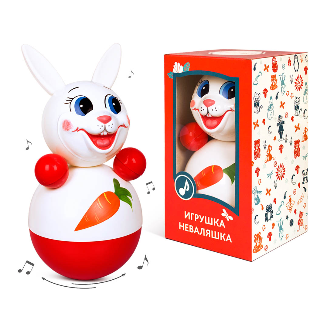 Неваляшка "Зайчик белый", 22 см