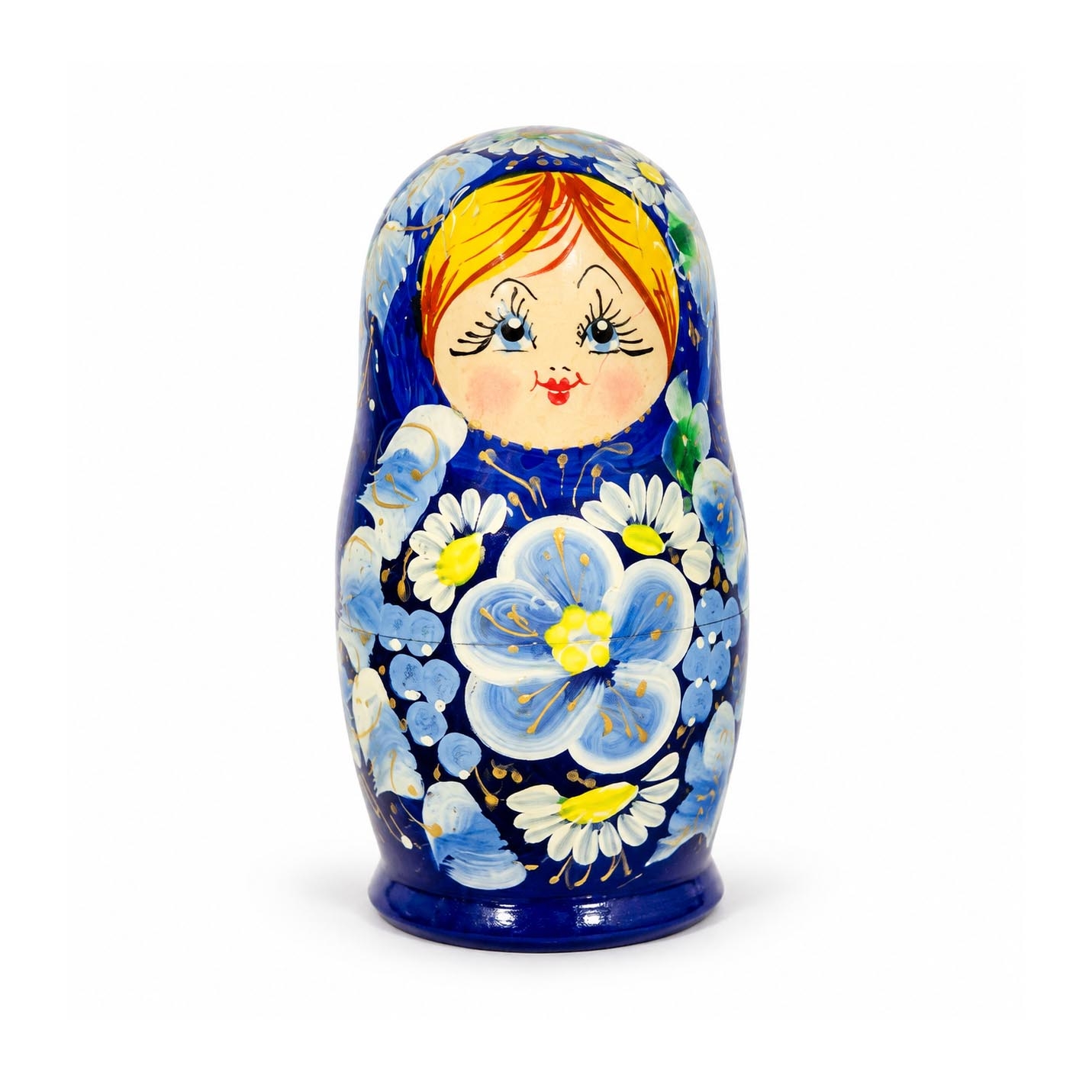 Матрёшка "Народная роспись", "Синяя с цветами", 10-12 см (5 мест)