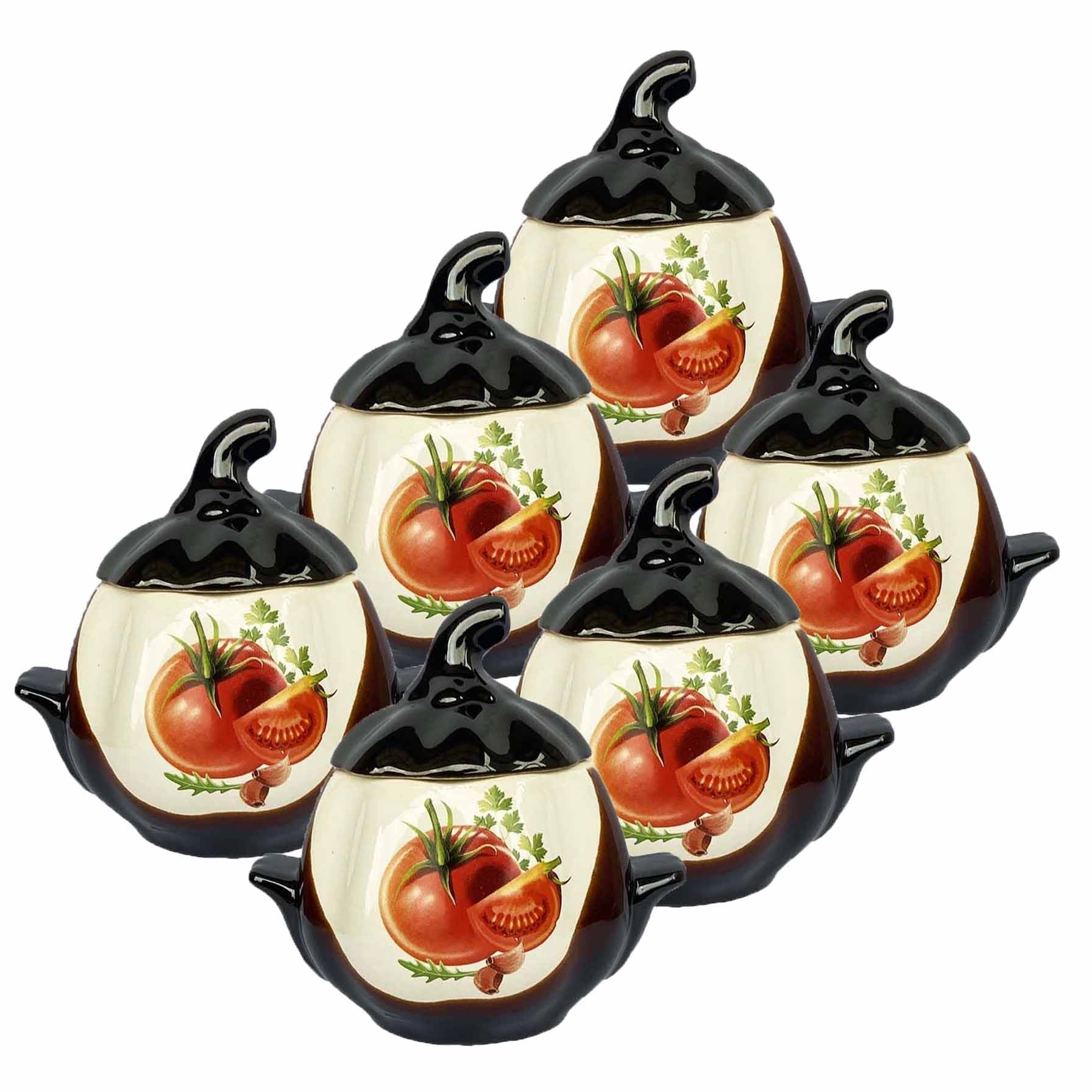 Keramiktopf "Tomaten" mit Griffen, 750 ml, Set aus 6 St.