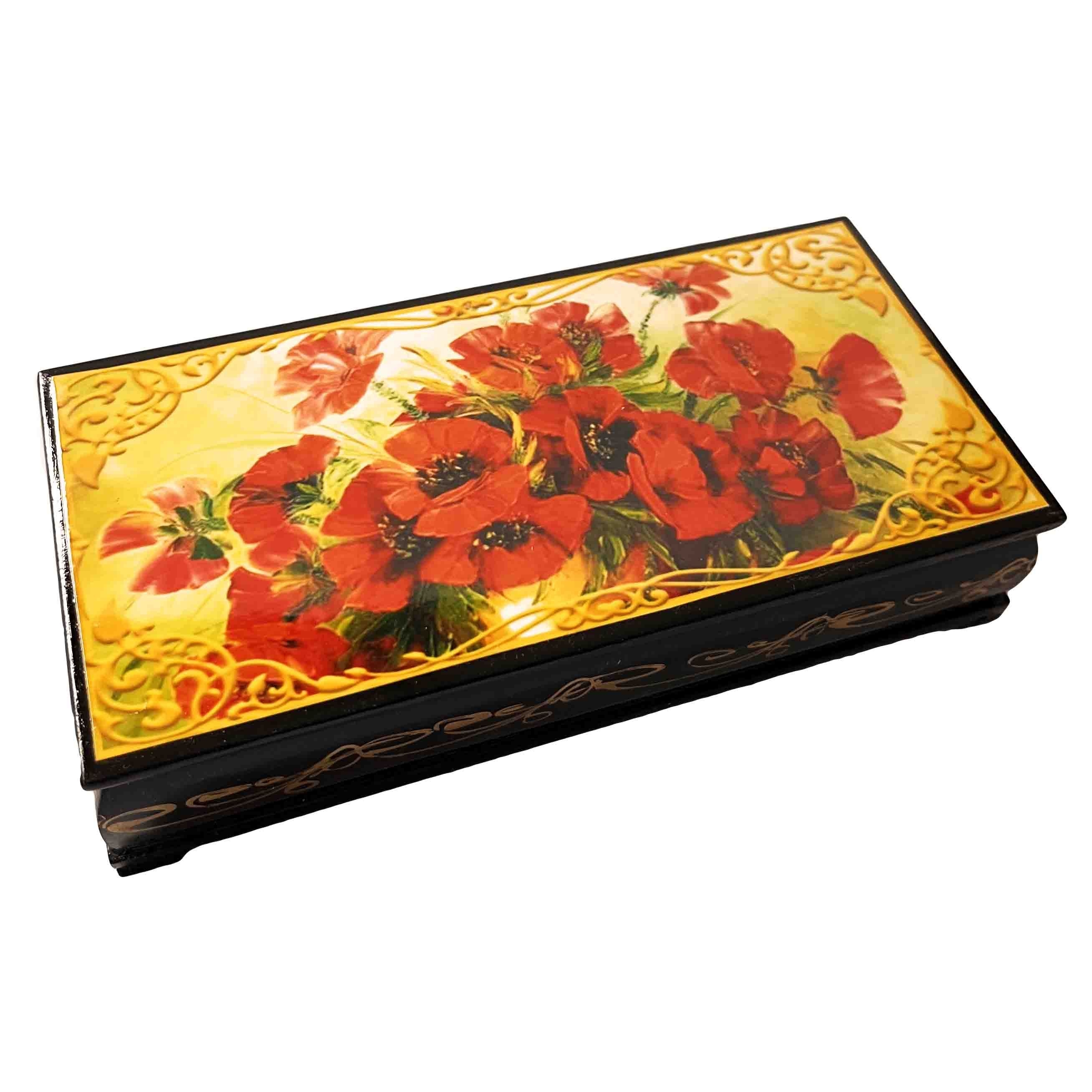 Шкатулка сувенирная "Пенал большой", "Цветы", 11x22x5 cм