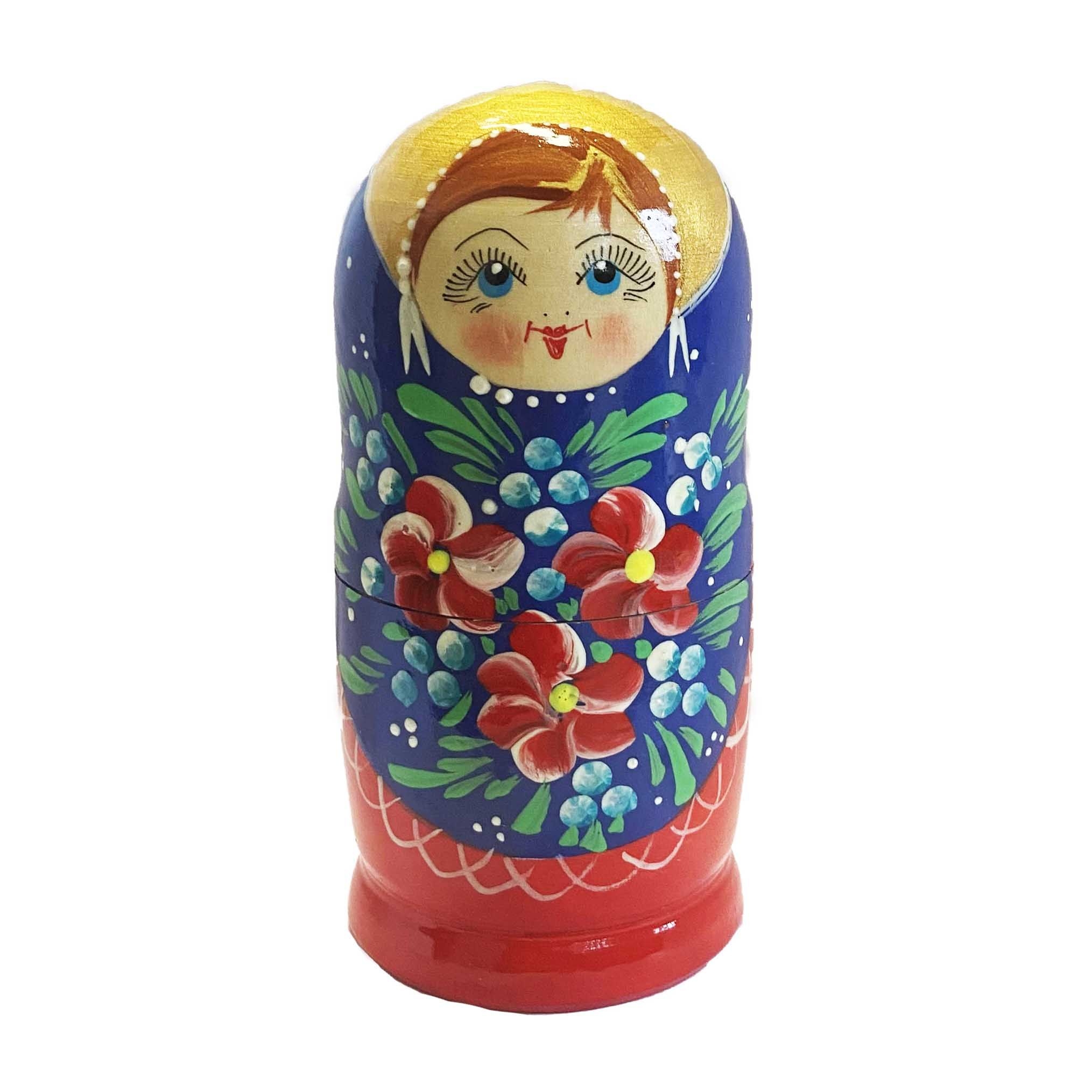 Matröschka "Volksmalerei", "Blau mit rot", 15 cm (5 Figuren)