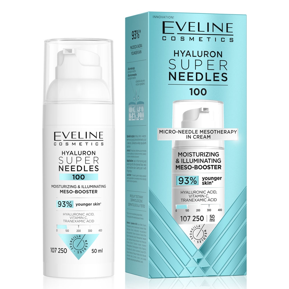 Eveline - "Hyaluron Super Needles 100" Feuchtigkeits & Aufhellungs Meso-Booster, 50 ml