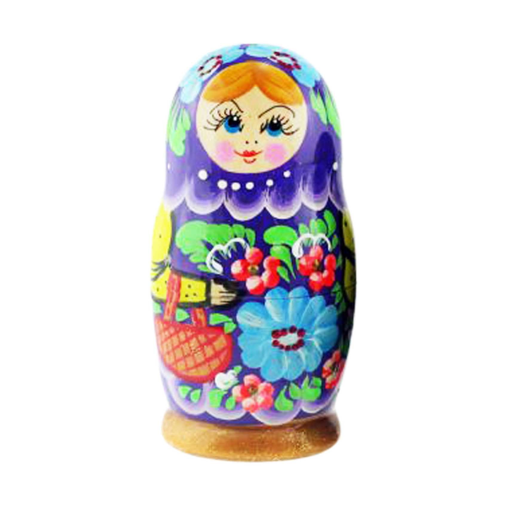 Matröschka "Volksmalerei", "Lila mit Blau", 10-12cm (5 Figuren)
