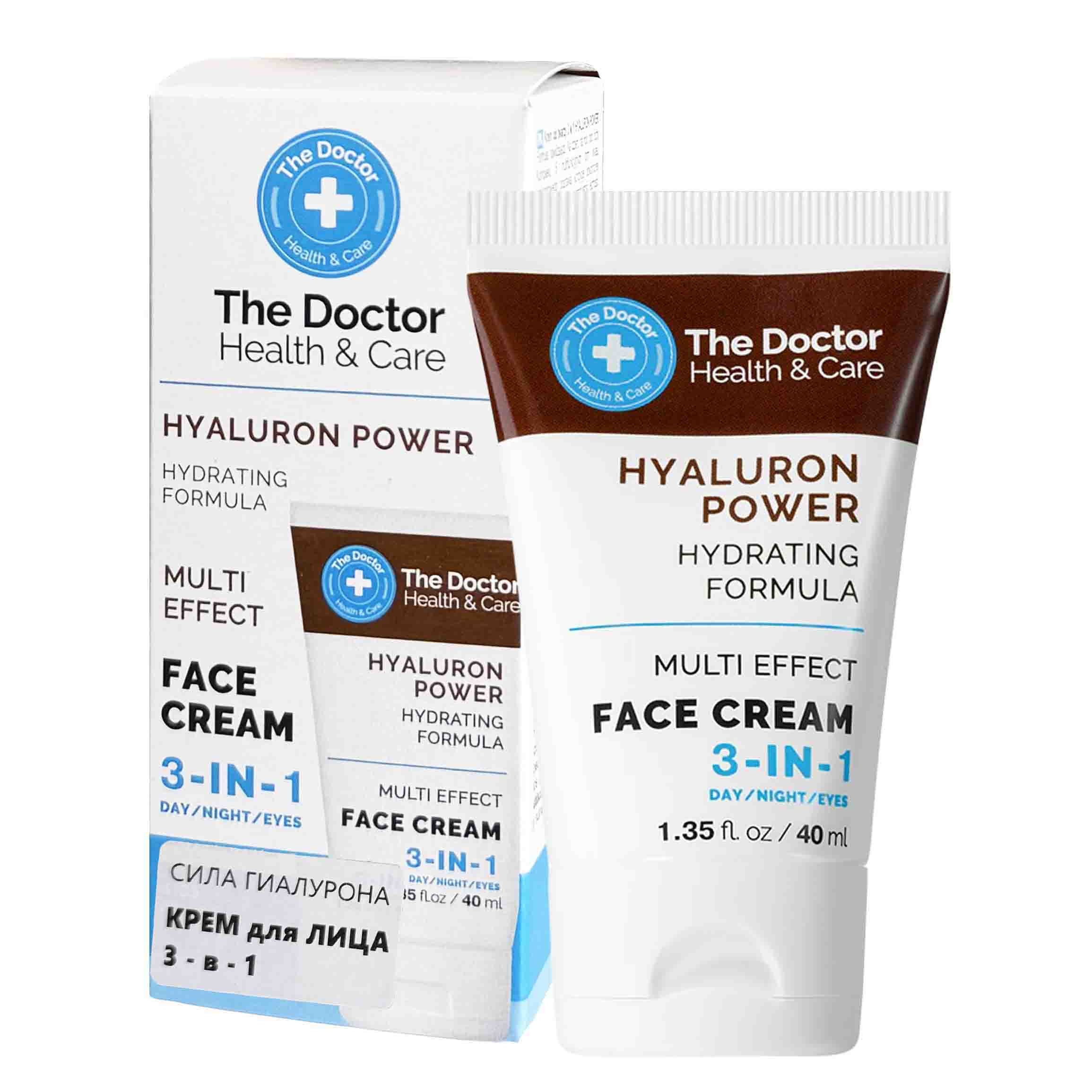 "The Doctor" Gesichtscreme 3-in-1 "Hyaluron Power", feuchtigskeitsspendende Formel, 40 ml