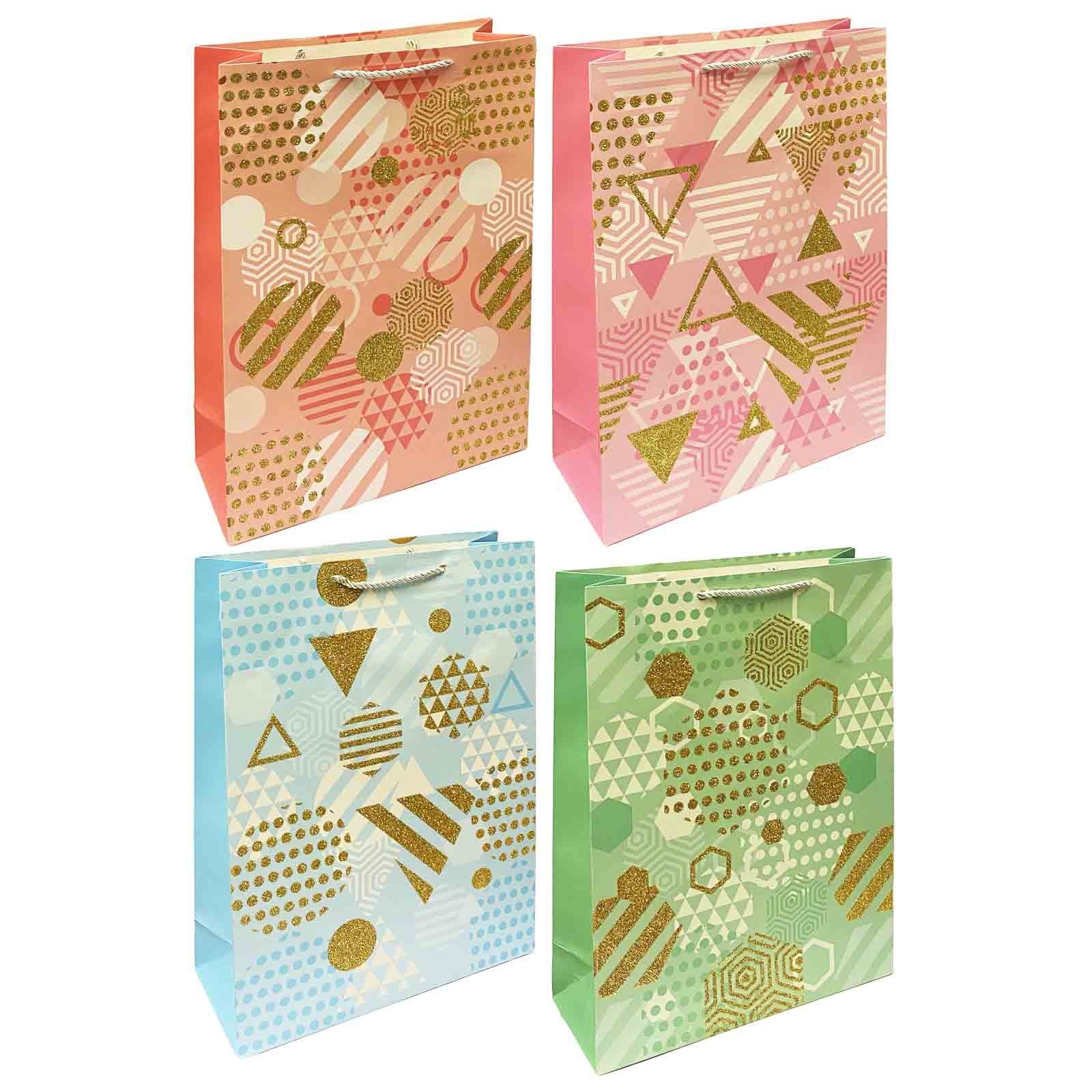 Набор подарочных сумок, L, 44X32 см, "Новогодние шары, геометрия"