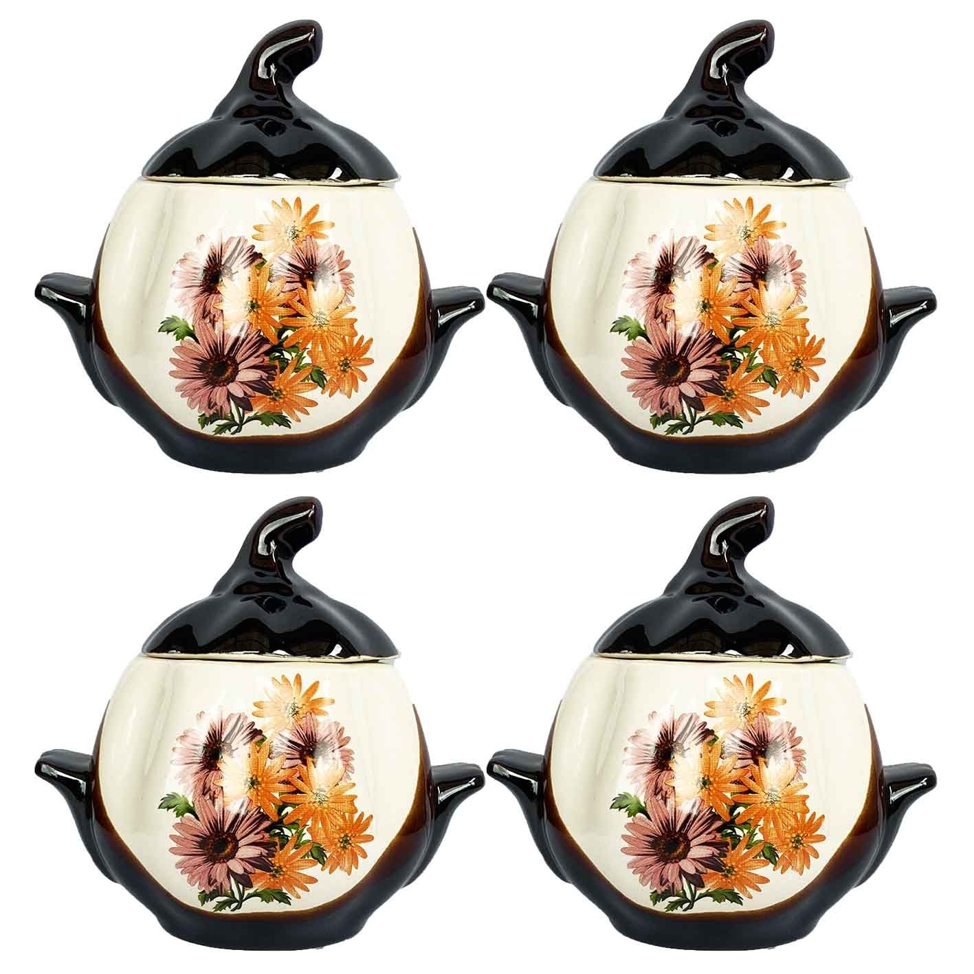 Keramiktopf "Herbstblumen" mit Griffen, 750 ml, Set aus 4 St.