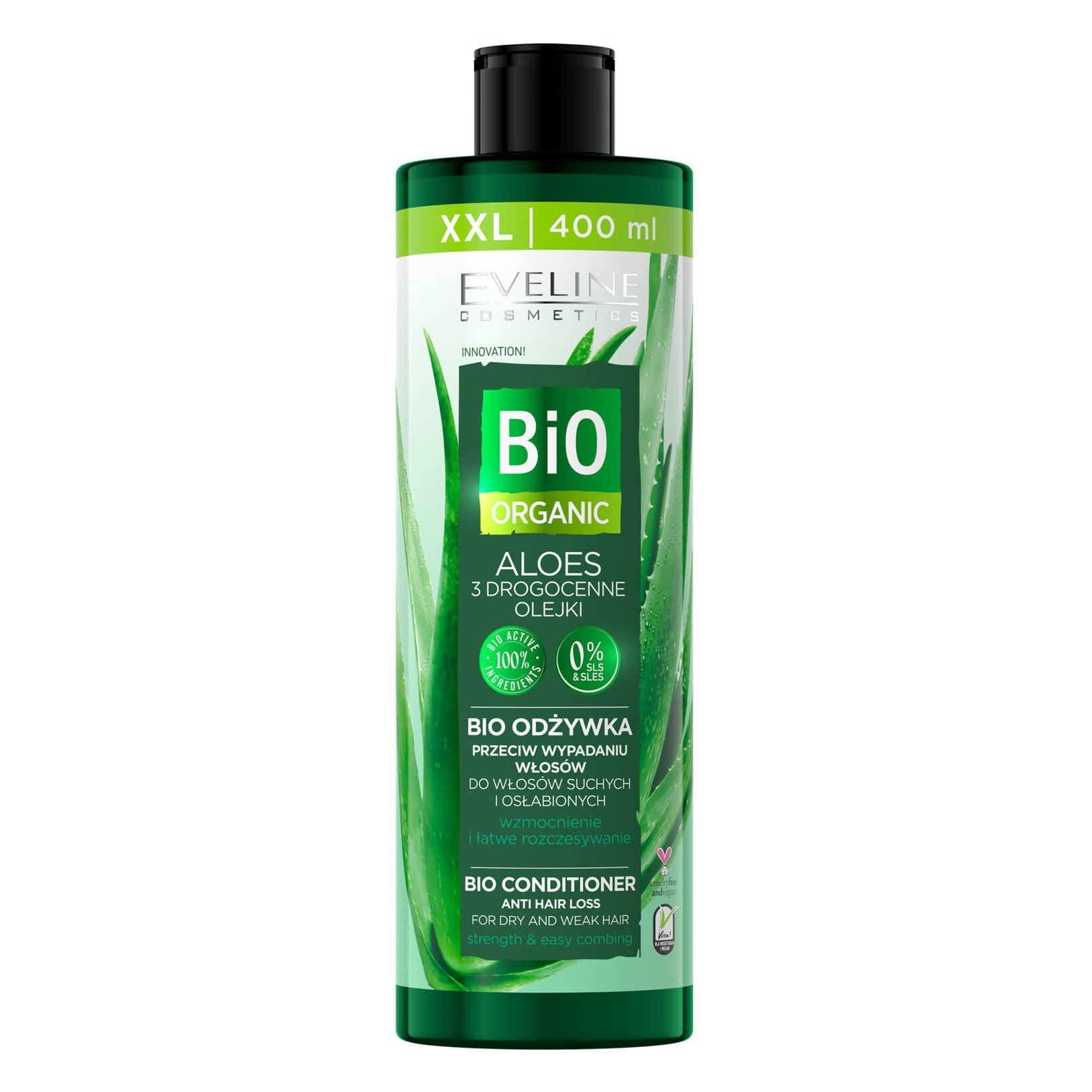 "Eveline" Bio Active Shampoo "Aloe" gegen Haarausfall, mit Argan-, Mandel und Kokosnussöl, 400 ml