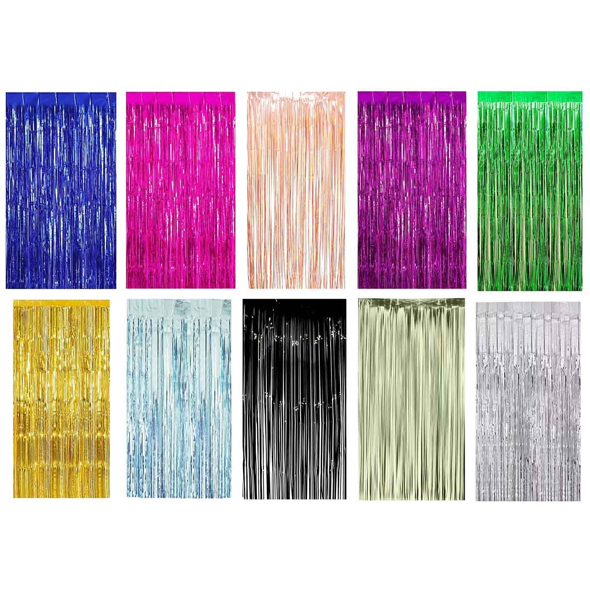 Lametta Girlande, "Türvorhang matt", Set aus verschiedene Farben, 100 x 200 cm,