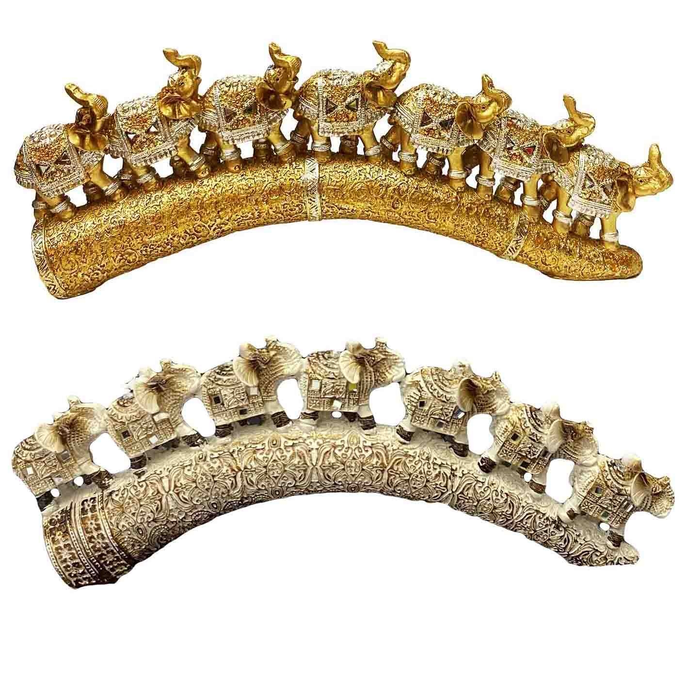 Keramikfiguren Set 2 St. "7 Elefanten auf einem Stoßzahn", 30х12 cm