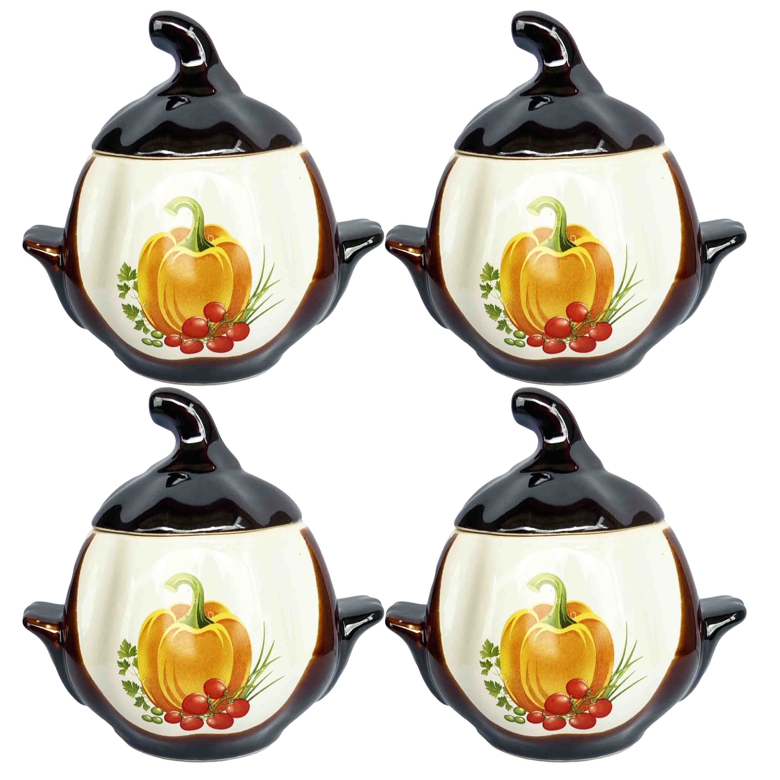 Keramiktopf "Gelber Paprika" mit Griffen, 750 ml, Set aus 4 St.