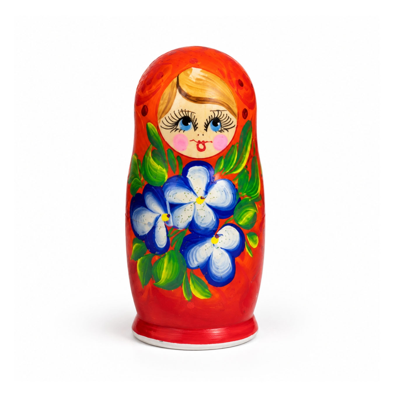 Матрёшка "Народная роспись", "Красная с синими цветами", 10-12 см (3 места)