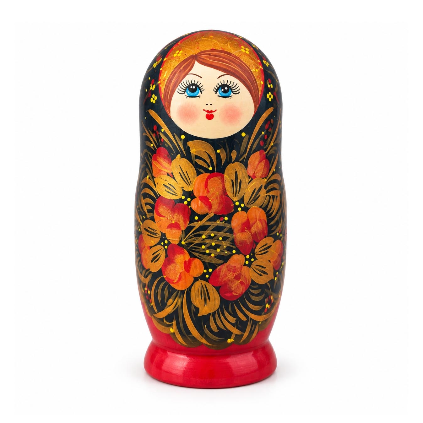 Матрёшка "Народная роспись" - "Красная с черным", 15 см (5 мест)